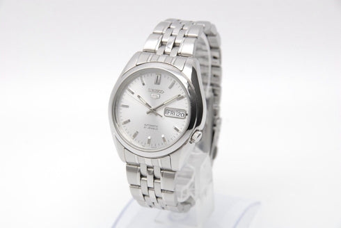 【 N MINT+ 】 Seiko 5 7S26-01V0 Day/Date Silver Dial 21 Jewels AT Watch from JAPAN